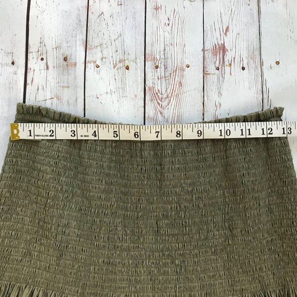 Rebecca Minkoff Olive Green Smocked Mini Skirt Size Large - Picture 9 of 10